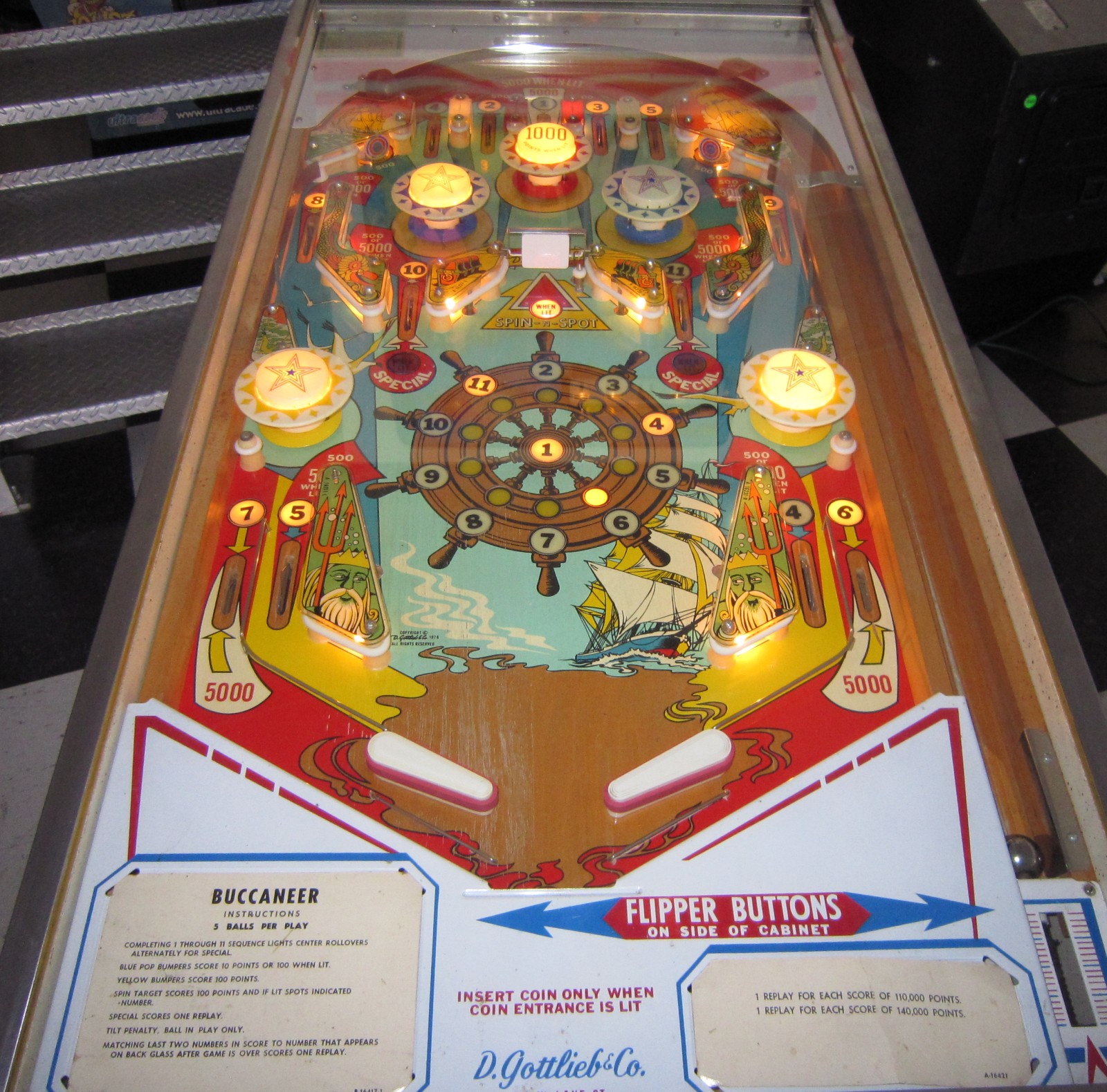 gottlieb buccaneer pinball machine